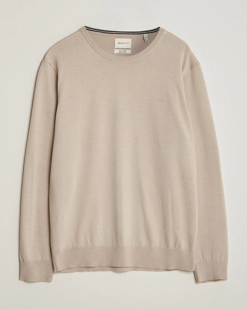 Gant Extrafine Merino Knitted Crew Neck Clay Beige – Beige