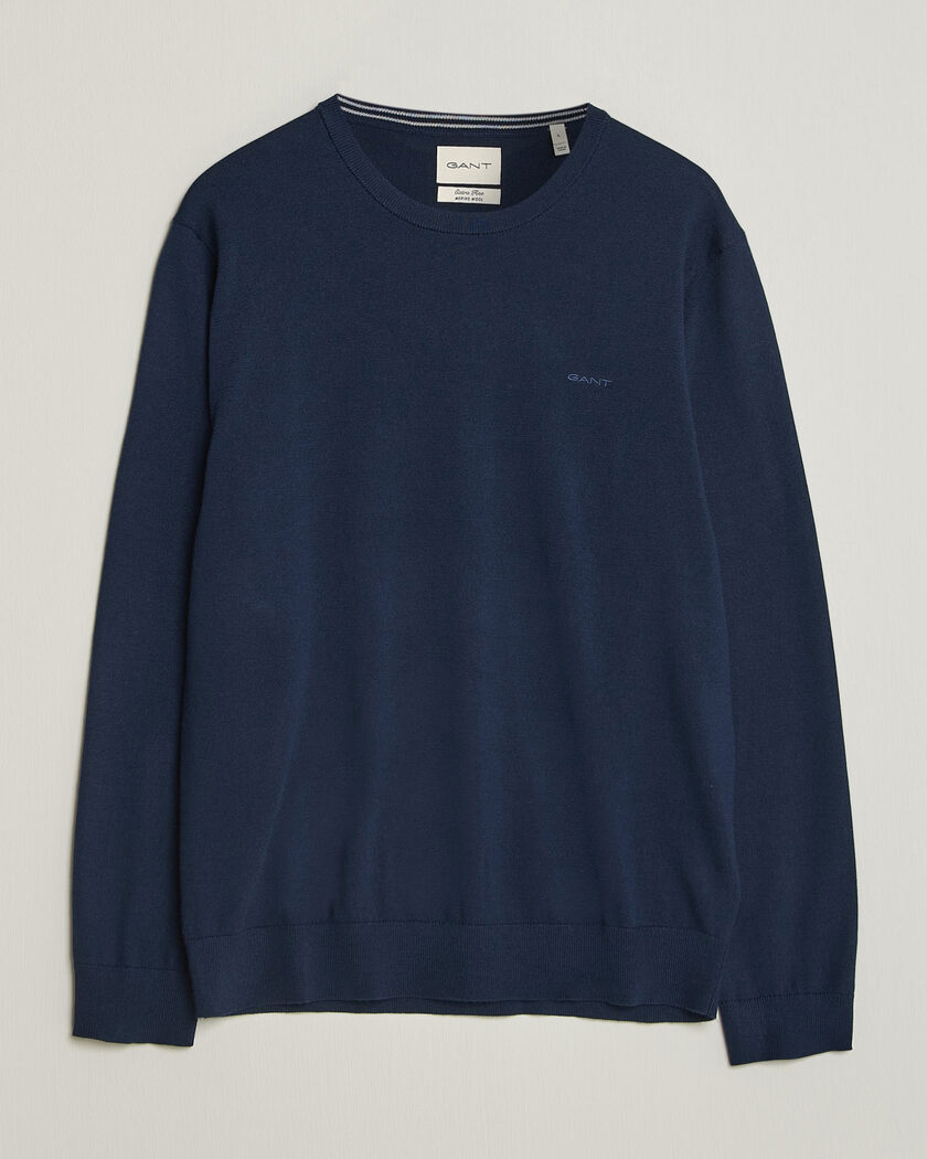 Gant Extrafine Merino Knitted Crew Neck Marine – Blue
