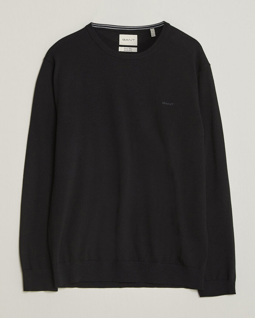 Gant Extrafine Merino Knitted Crew Neck Black – Black
