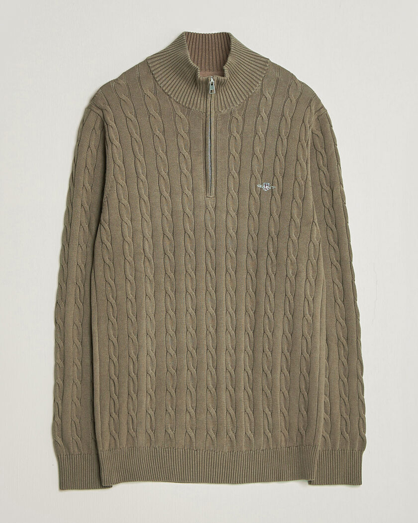 Gant Cotton Cable Half Zip Faded Taupe – Beige