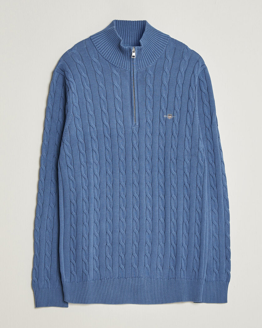Gant Cotton Cable Half Zip Blue Horizon – Blue