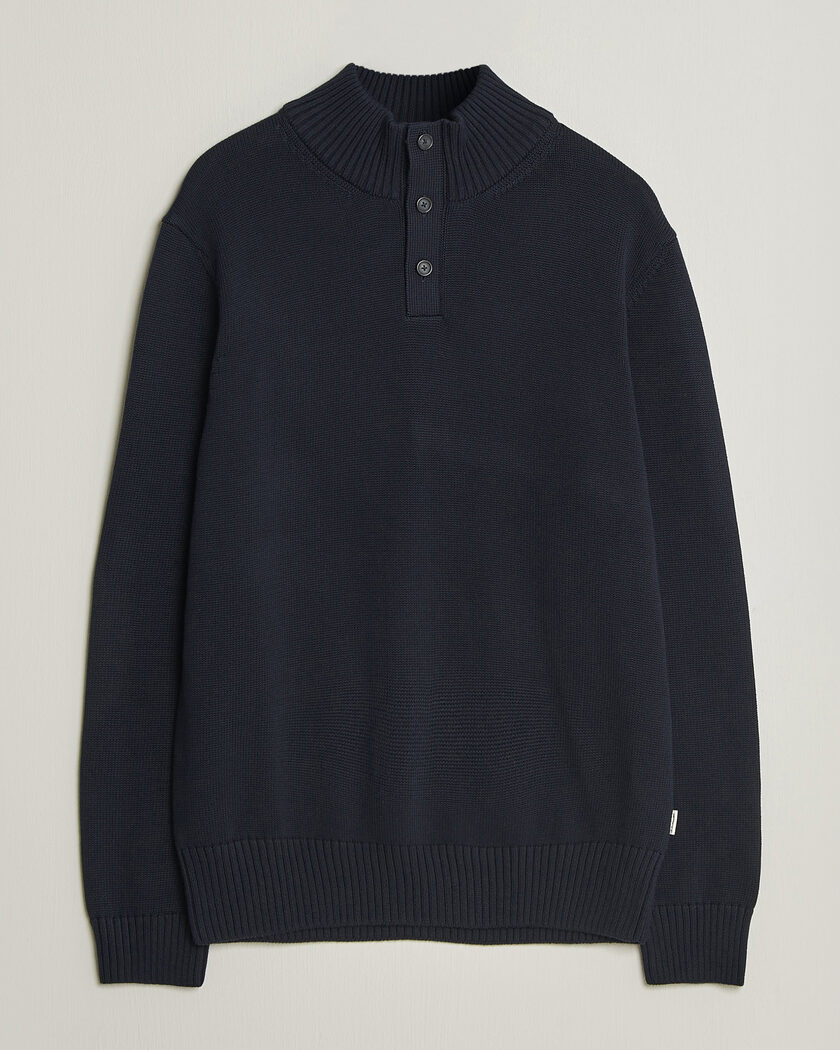 【極美品クリーニング済】GRAN SASSOダークネイビーモクネックセーター46 Gran Sasso Cotton/Cashmere Knitted Crew Neck Sweater Navy Melange