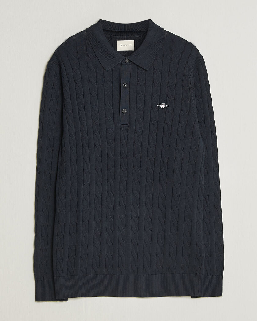 Gant Cotton Cable Polo Evening Blue – Blue