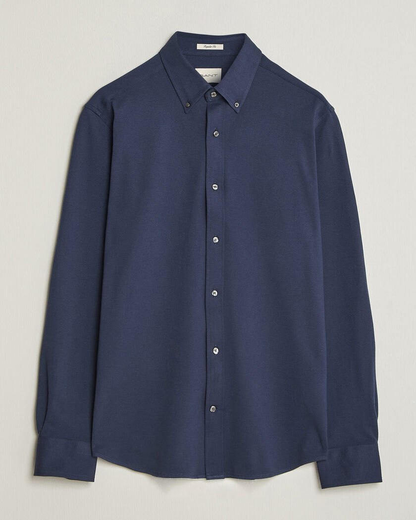 Finamore Napoli Cotton/Cashmere Jersey Shirt Navy at CareOfCarl.com