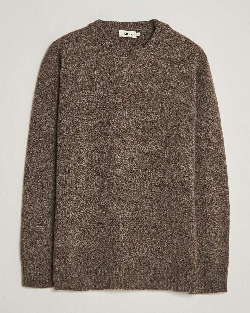 Altea Wool/Cashmere Crew Neck Pullover Brown Melange – Brown