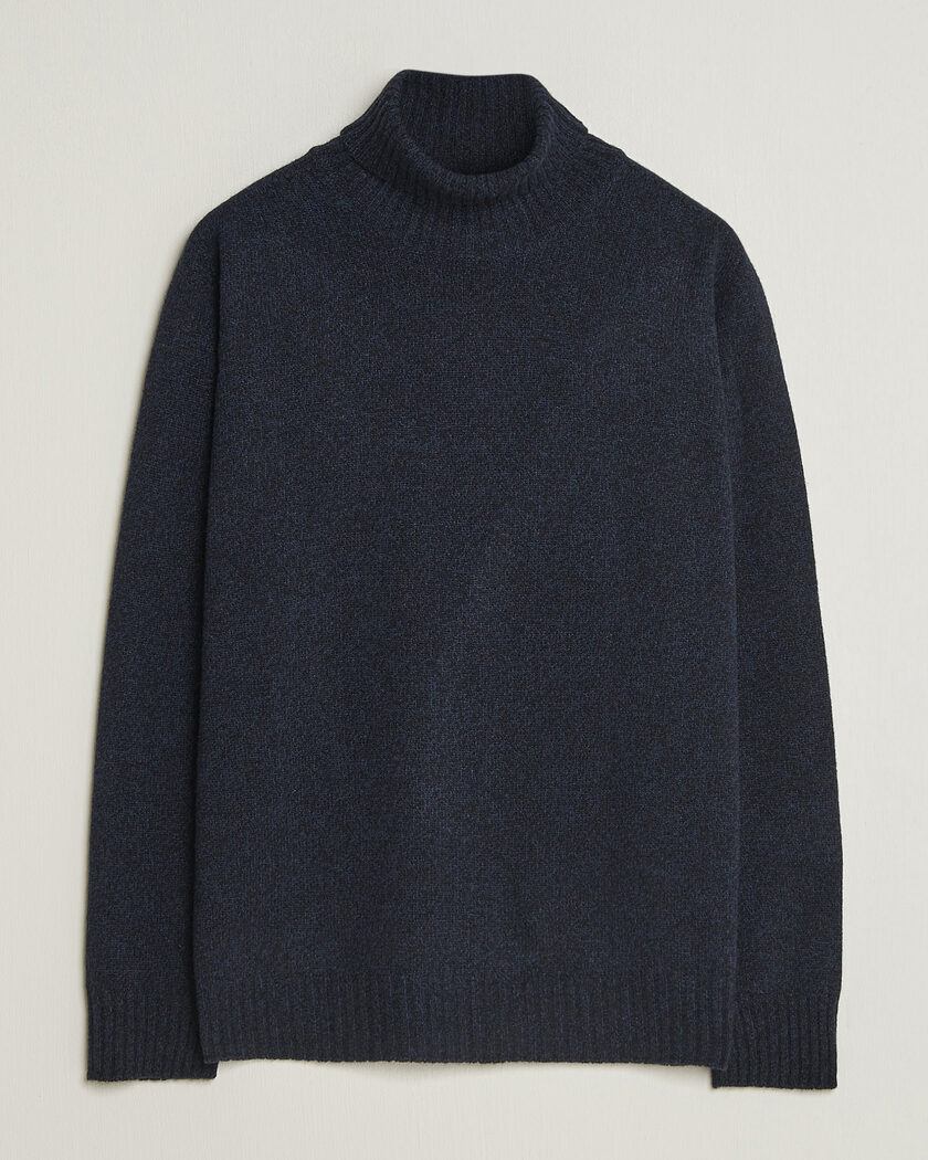 Altea Wool/Cashmere Rollneck Navy Melange – Blue