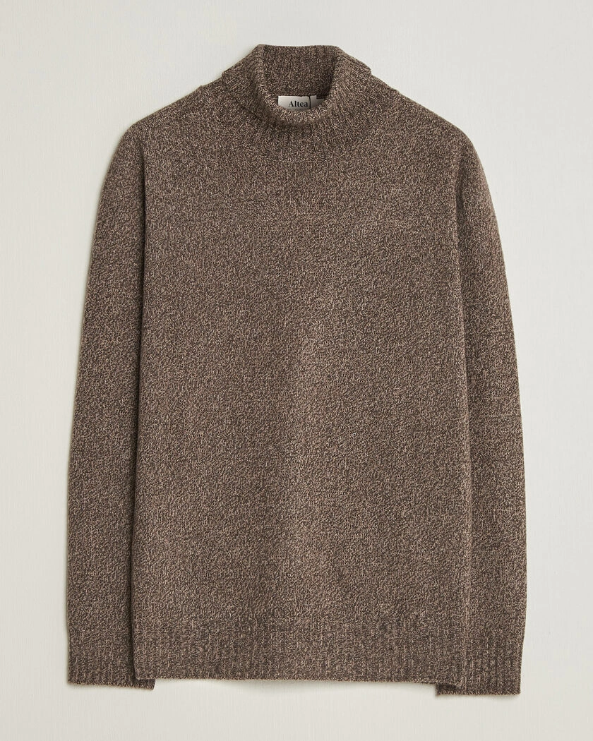 Altea Wool/Cashmere Rollneck Brown Melange – Brown