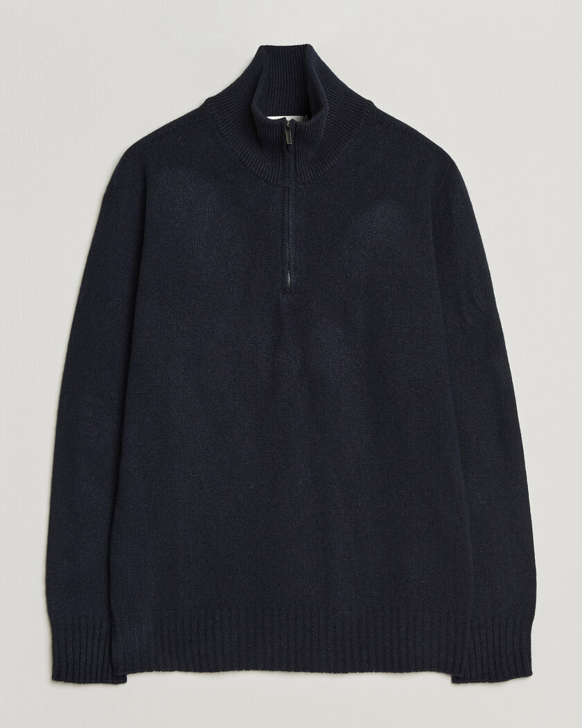 Altea Wool/Cashmere Half Zip Navy – Blue