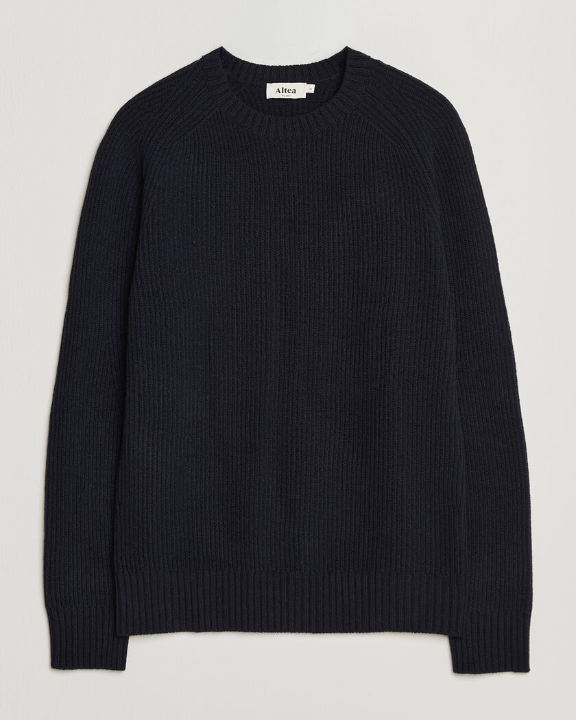 Altea Rib Wool Crew Neck Navy – Blue
