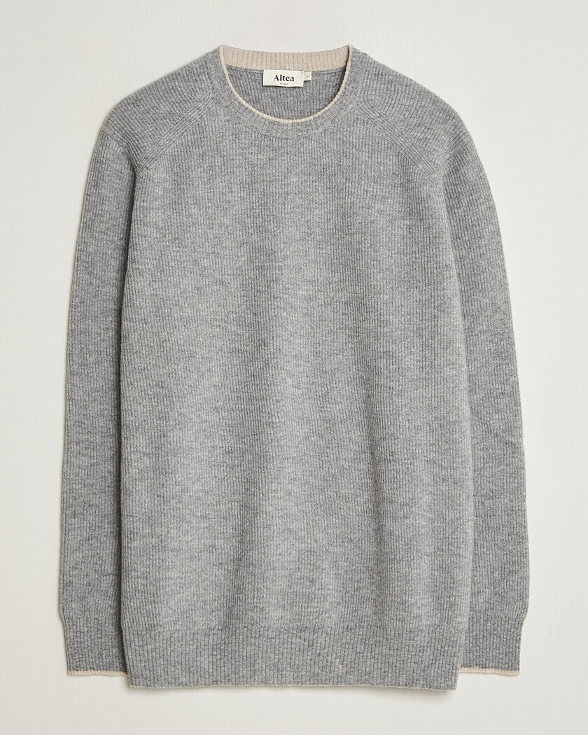 Altea Rib Wool Raglan Sweater Light Grey – Grey