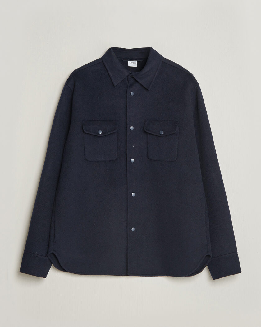 Aspesi Double Wool Shirt Jacket Navy – Blue