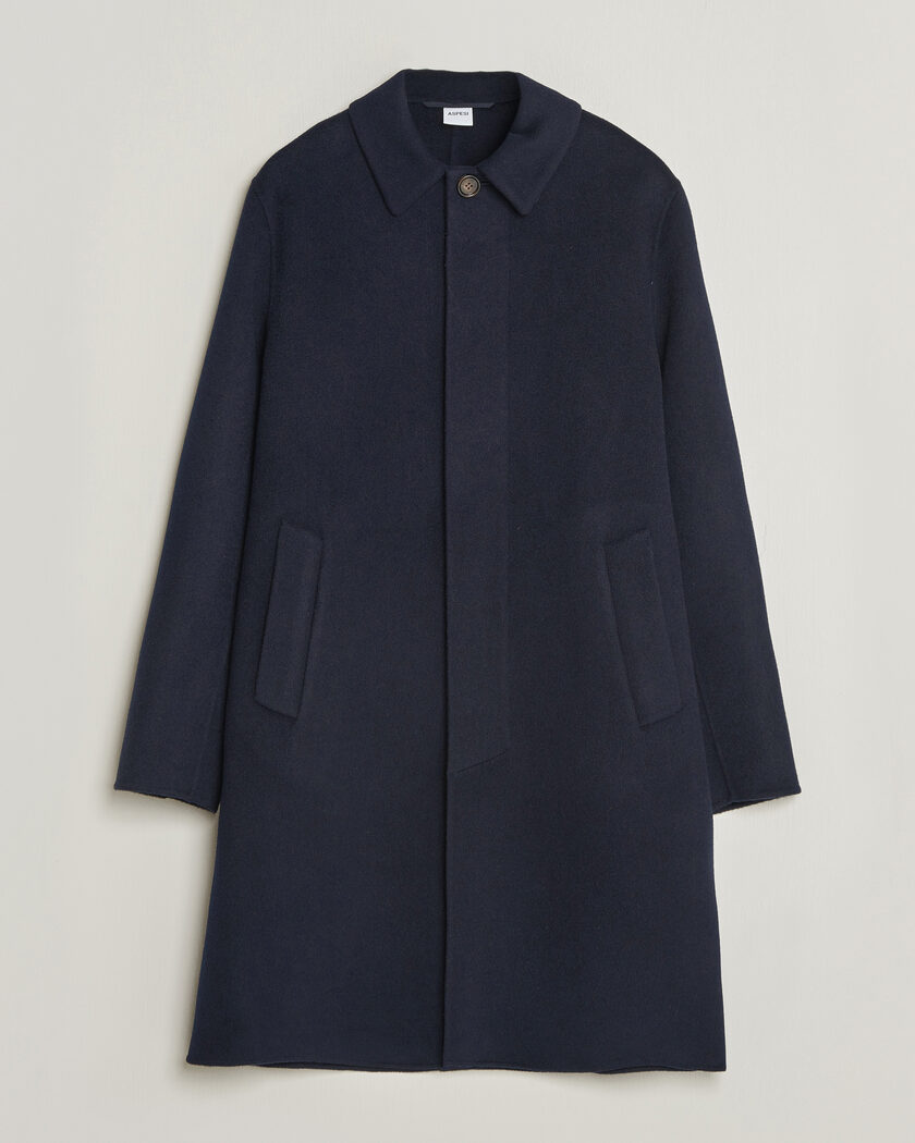Aspesi Double Wool Coat Navy – Blue