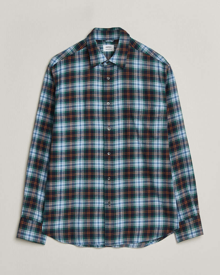 Aspesi Flannel Shirt Blue Check – Blue