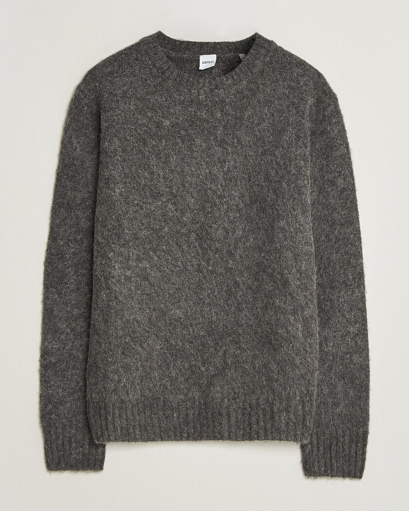 Aspesi Brushed Shetland Sweater Grey Melange – Grey