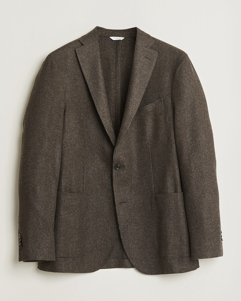 Boglioli K Jacket Wool Houndstooth Blazer Dark Brown – Brown