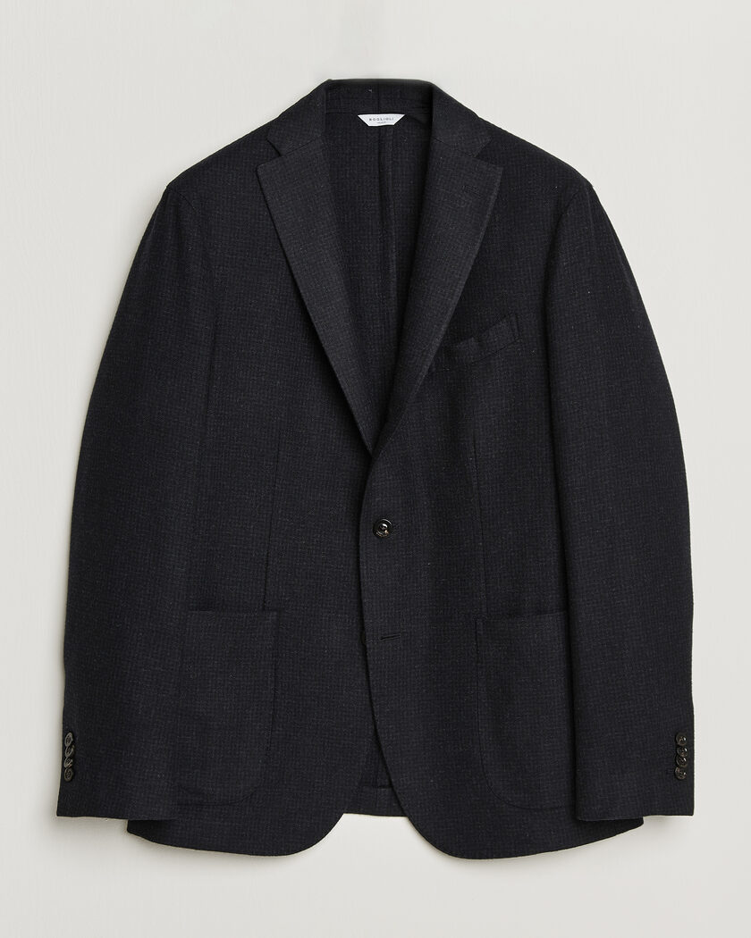Boglioli K Jacket Wool Houndstooth Blazer Navy – Blue