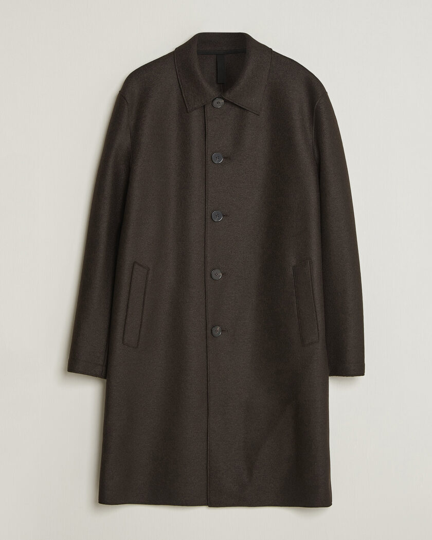  Harris Wharf London Pressed Wool Mac Coat Dark Brown – Brown