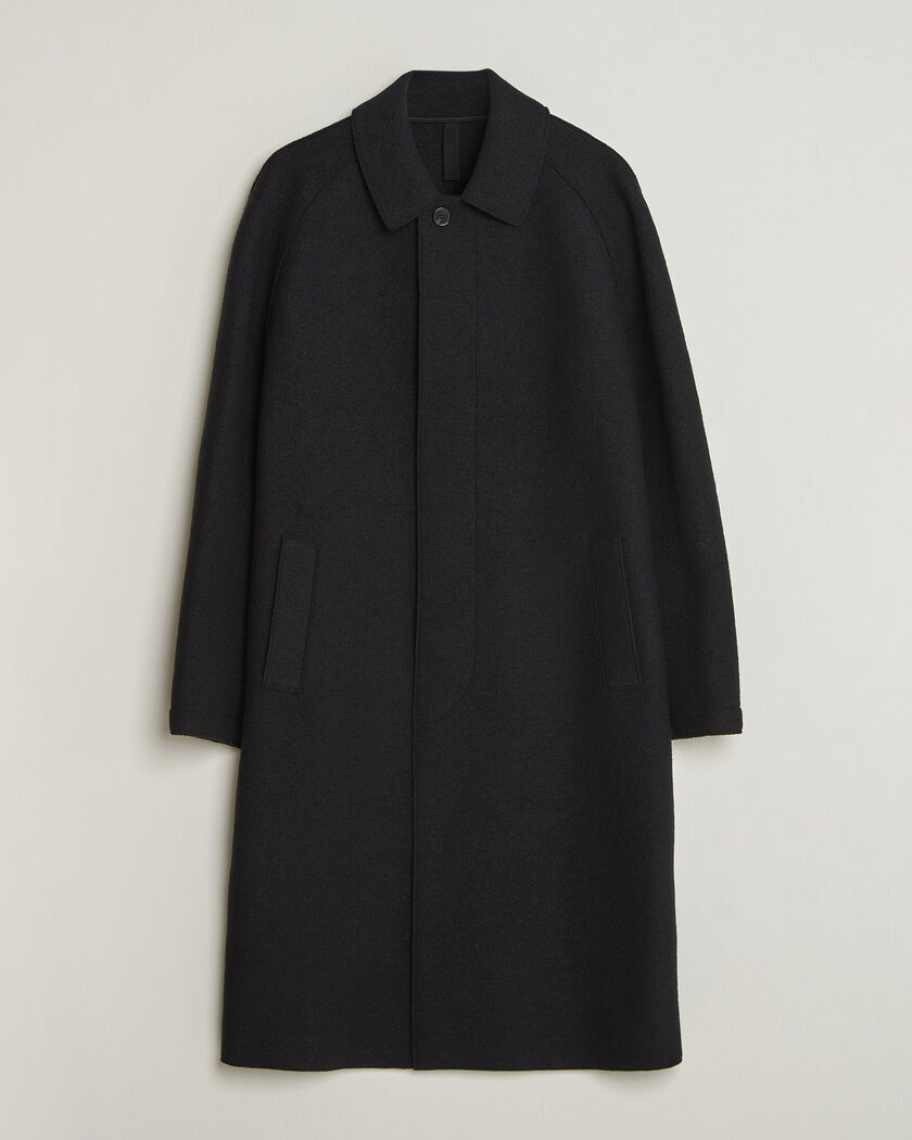 Harris Wharf London Boiled Wool Fly Front Balmacan Coat Black – Black
