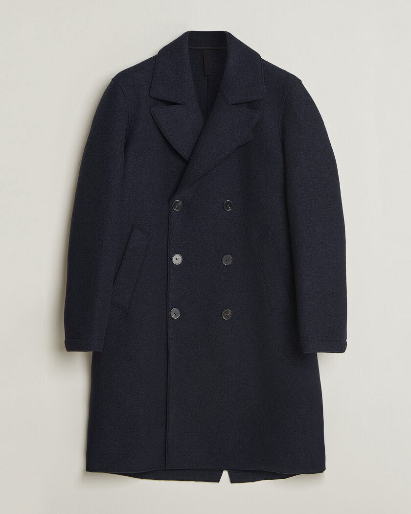 Harris Wharf London Pressed Wool Long Peacoat Navy Blue – Blue