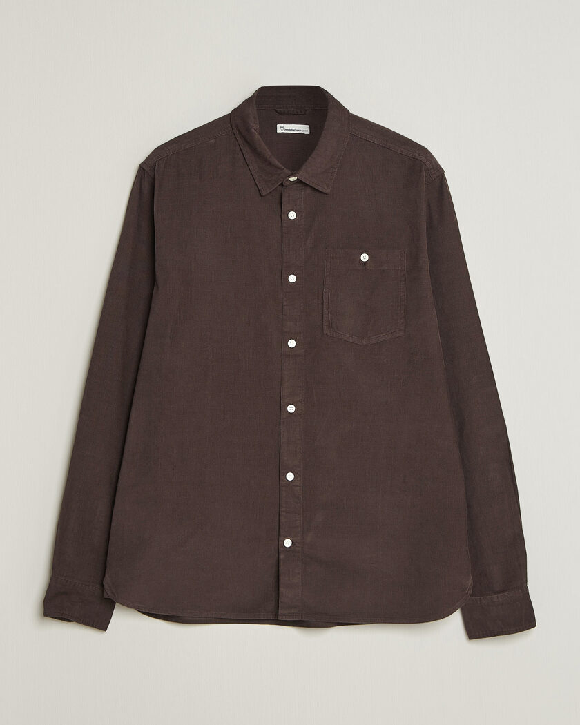 KnowledgeCotton Apparel Regular Fit Cord Shirt Chocolate – Brown