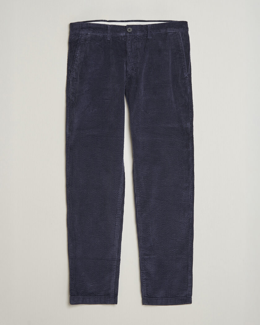KnowledgeCotton Apparel Chuck Regular Cord Trousers Night Sky – Blue