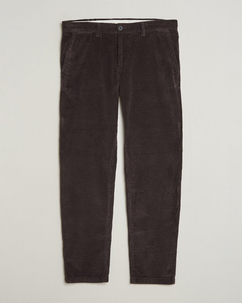 KnowledgeCotton Apparel Chuck Regular Cord Trousers Chocolate – Brown