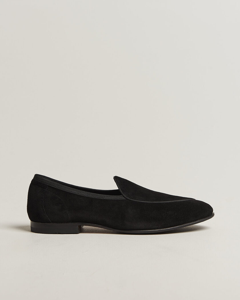 Loake 1880 Belgrave Black Suede Belgian Loafer Black – Black