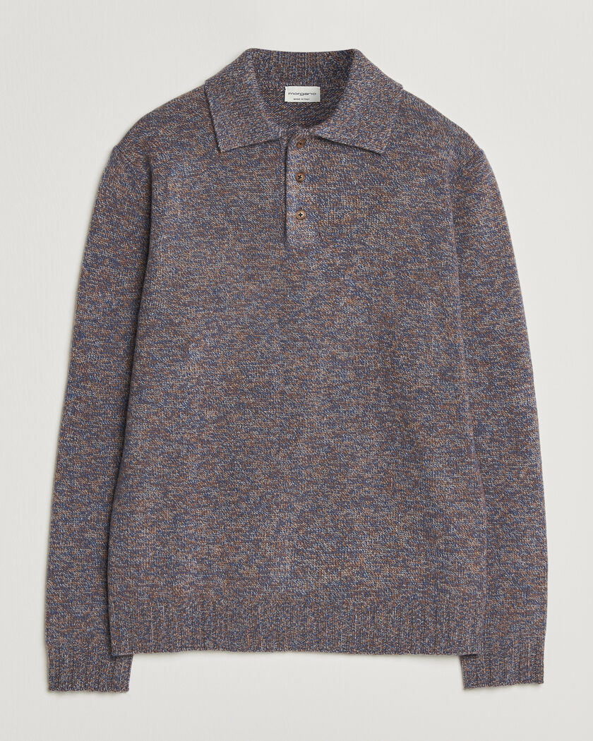 Morgano Wool/Cashmere Knitted Polo Blue – Blue