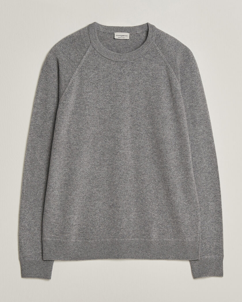 Morgano Wool/Cashmere Raglan Crew Grey – Grey