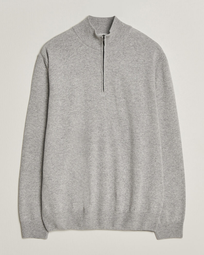 Morgano Wool/Cashmere Half-Zip Mid Grey – Grey