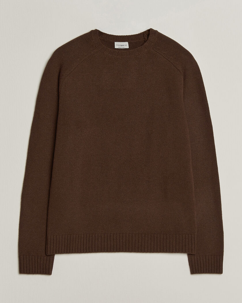 Morgano Heavy Knitted Wool/Cashmere Crewneck Dark Brown – Brown