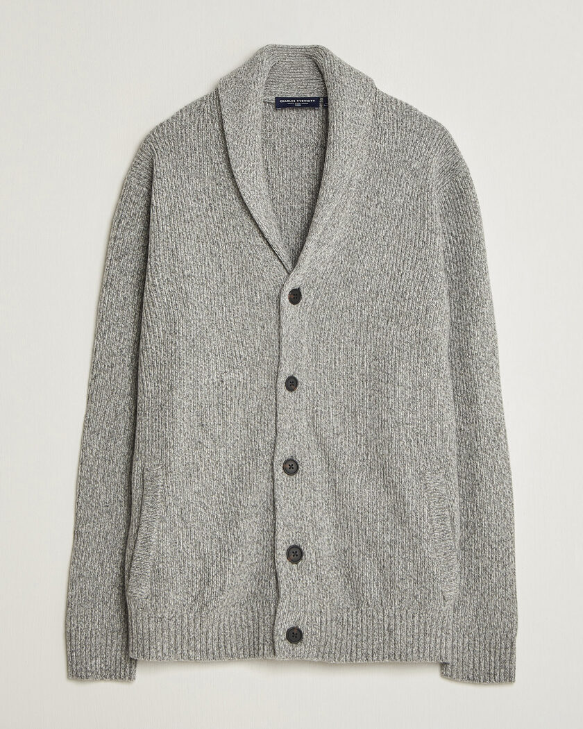 Charles Tyrwhitt Chunky Merino Shawl Neck Cardigan Grey – Grey