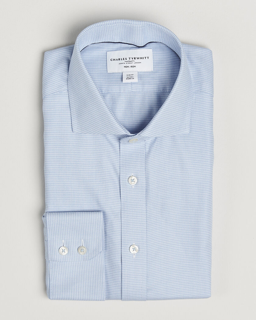 Charles Tyrwhitt Slim Fit Non Iron Trafalgar Weave Shirt Sky Blue – Blue