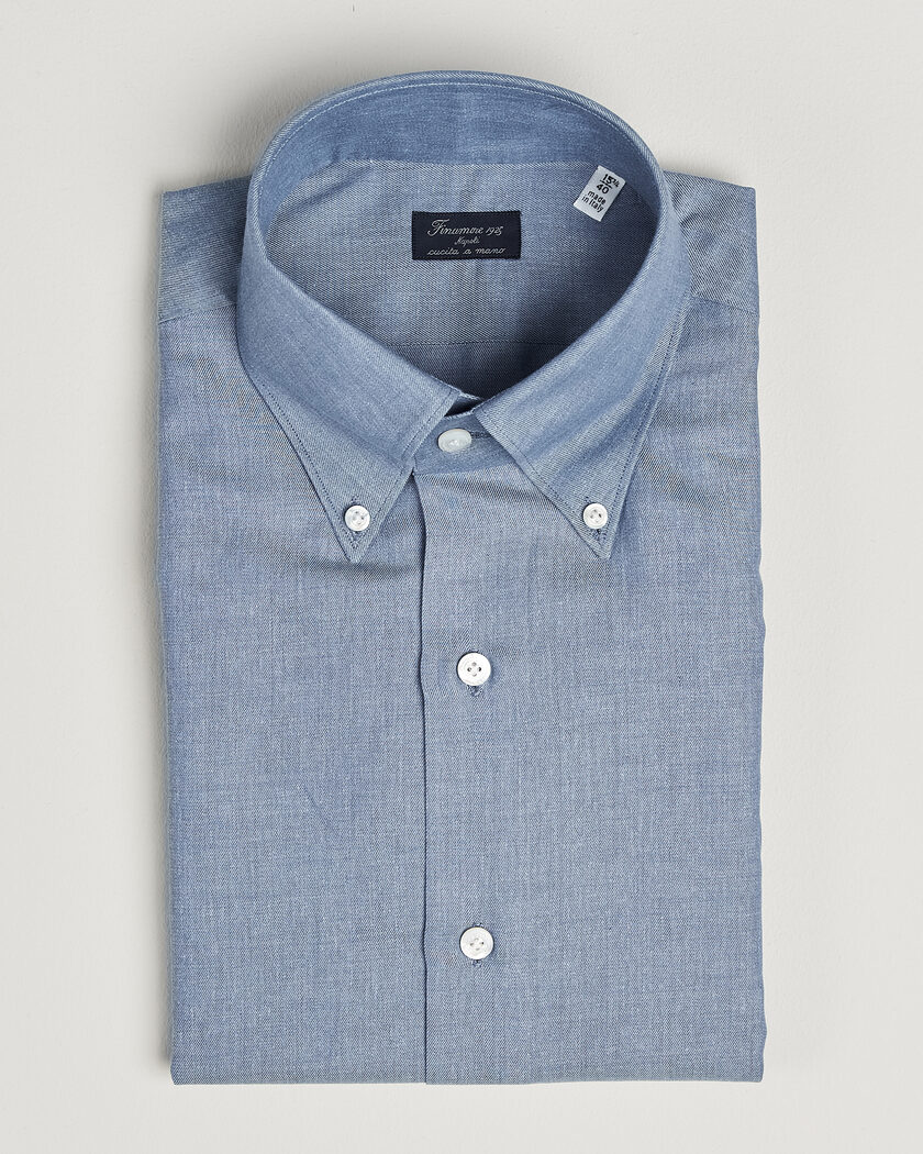 Finamore Napoli Milano Slim Cashmere BD Shirt Light Blue – Blue