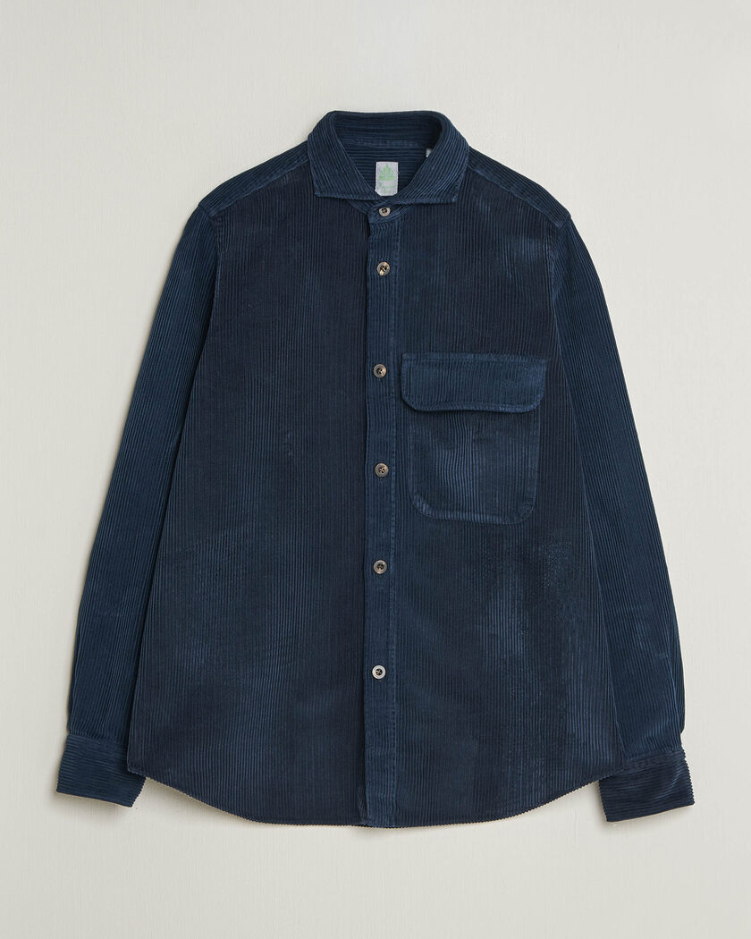 Finamore Napoli Garment Dyed Corduroy Overshirt Navy – Blue