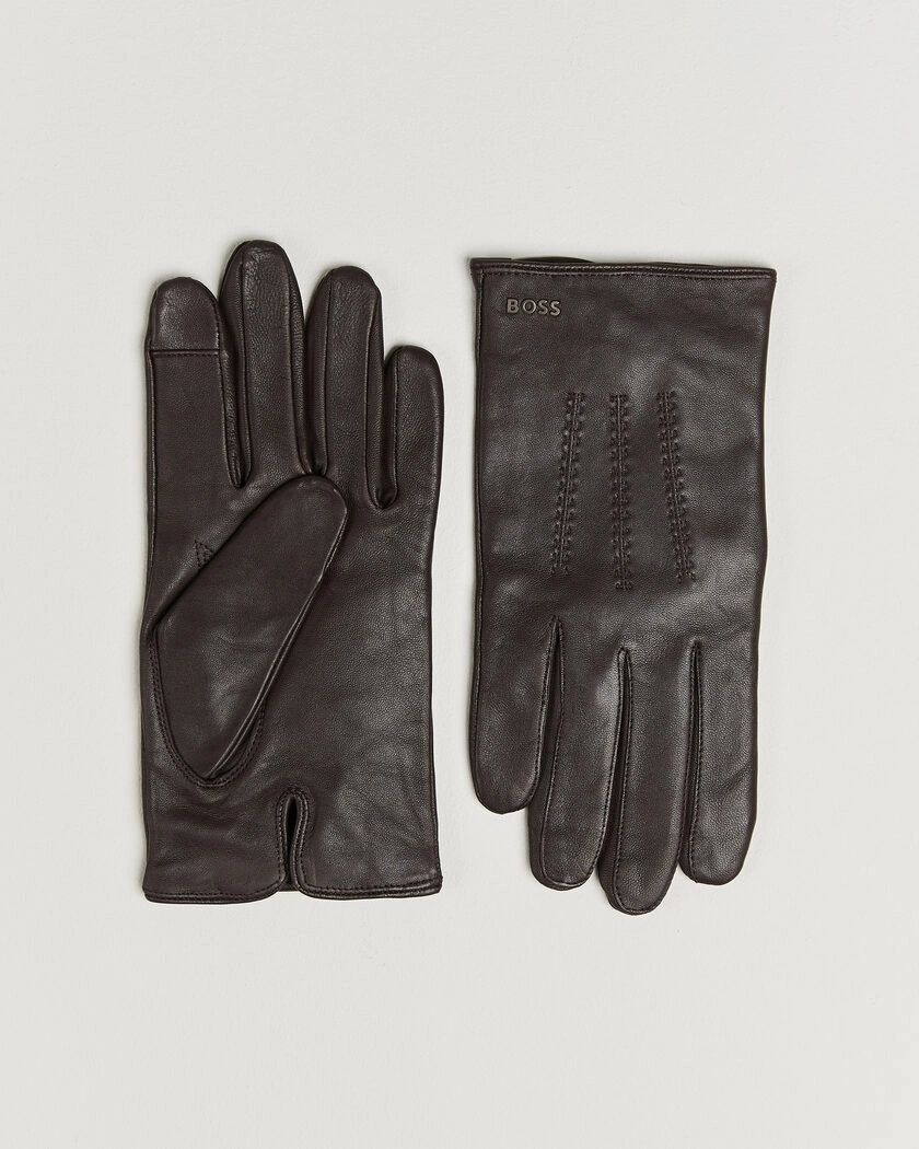 BOSS BLACK Hainz Leather Glove Dark Brown – Brown