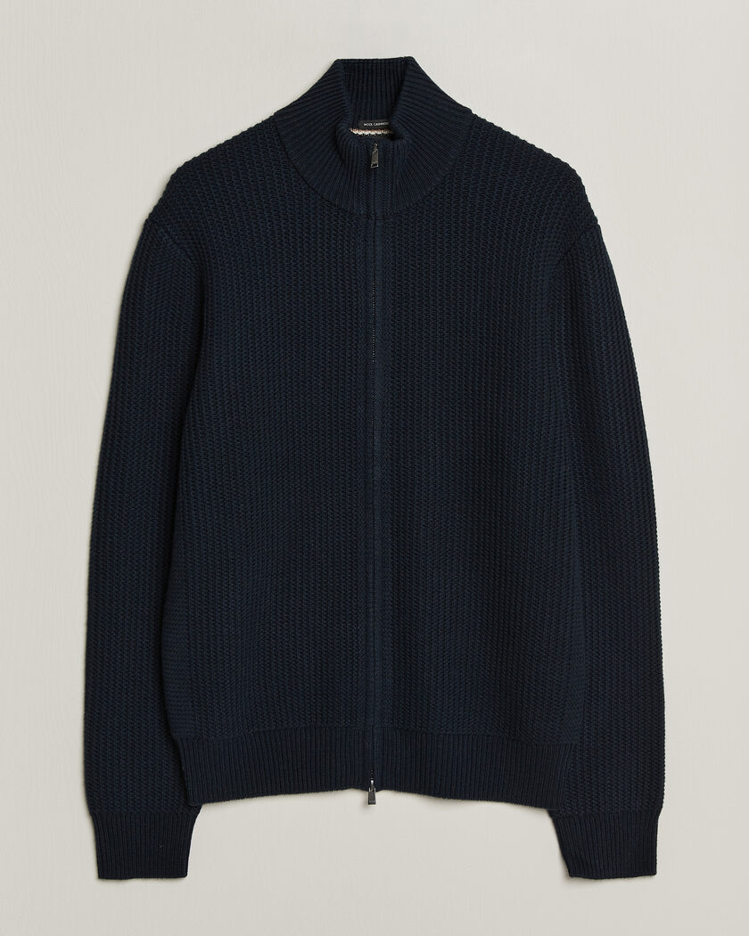BOSS BLACK Fiocco Wool/Cashmere Full Zip Dark Blue – Blue