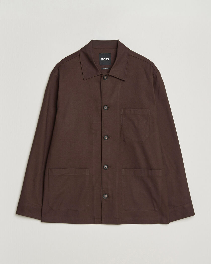 BOSS BLACK Cai Cotton Overshirt Dark Brown – Brown
