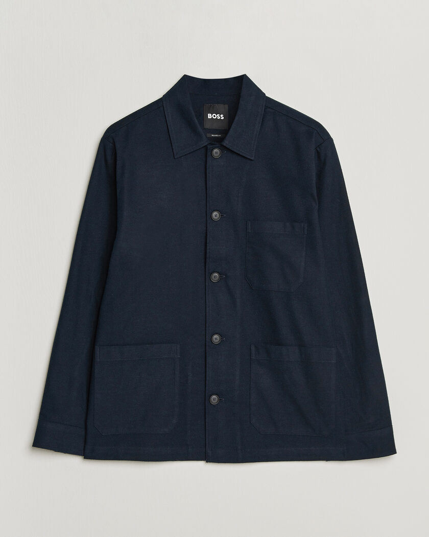 BOSS BLACK Cai Cotton Overshirt Dark Blue – Blue