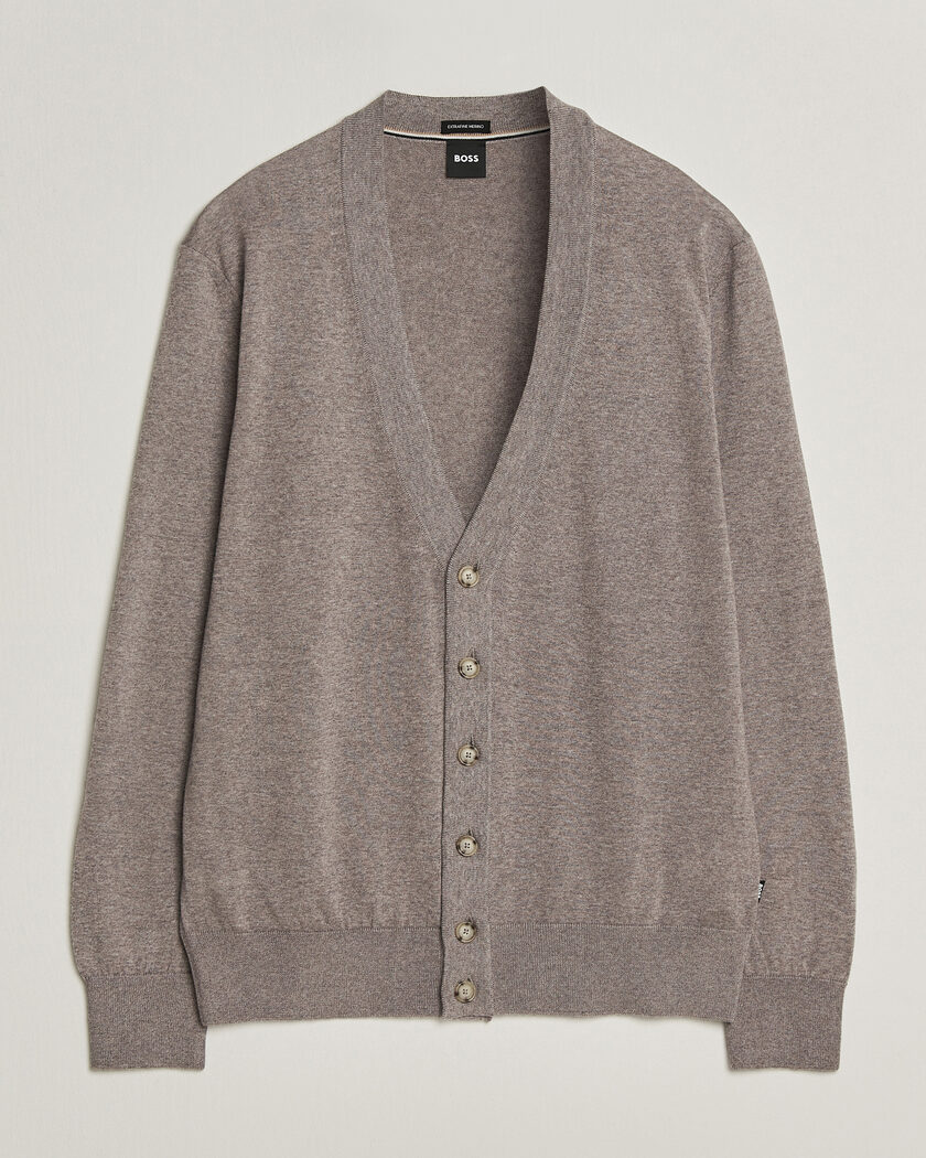 BOSS BLACK Mardon Wool Cardigan Open Brown – Brown