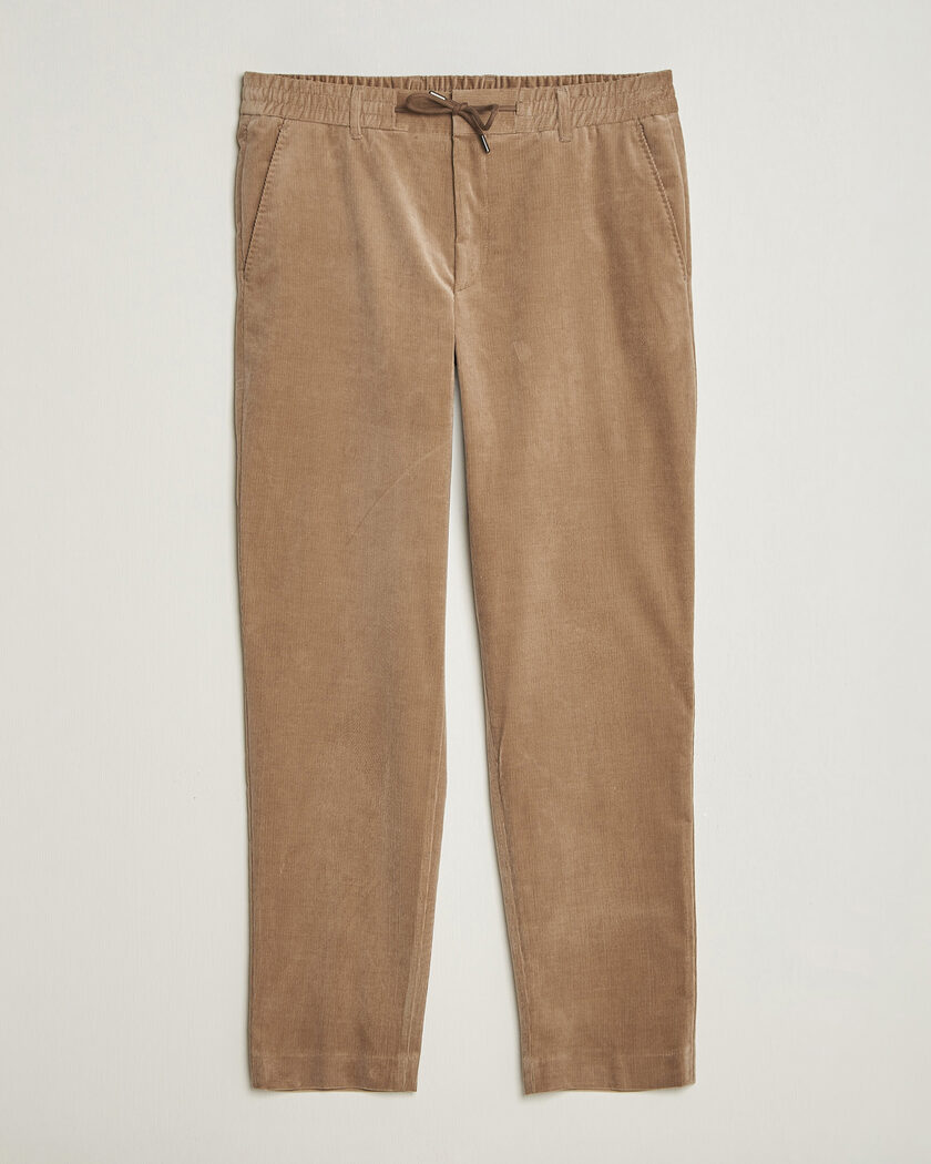 BOSS BLACK Perin Corduroy Drawstring Trousers Open Brown – Beige