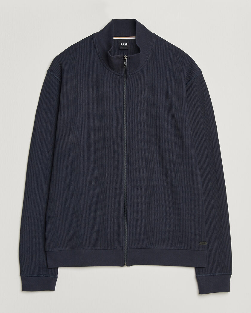  BOSS BLACK Structured Loungewear Full Zip Dark Blue – Blue