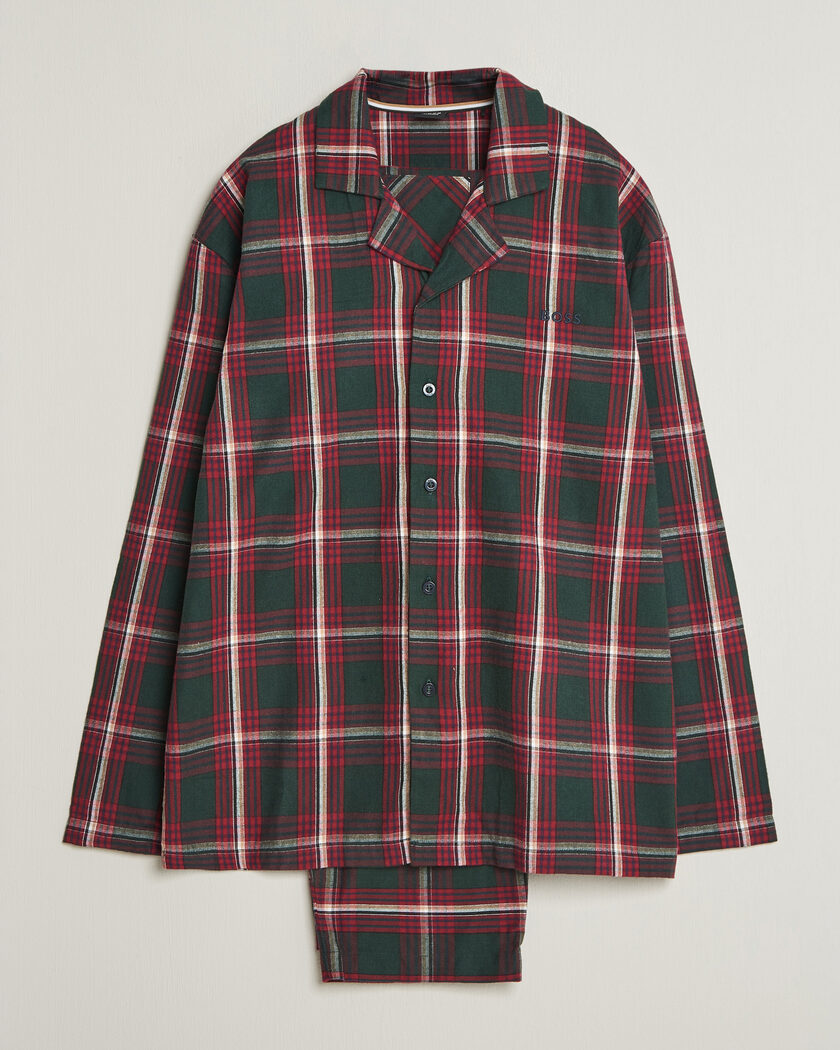 BOSS BLACK Checked Flannel Pyjama Set Open Red – Red