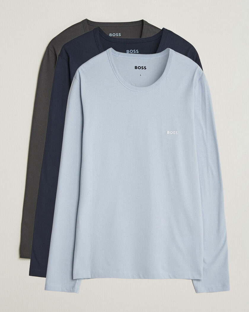 BOSS BLACK 3-Pack Long Sleeve T-Shirt Blue/Navy/Grey – Multi-colour