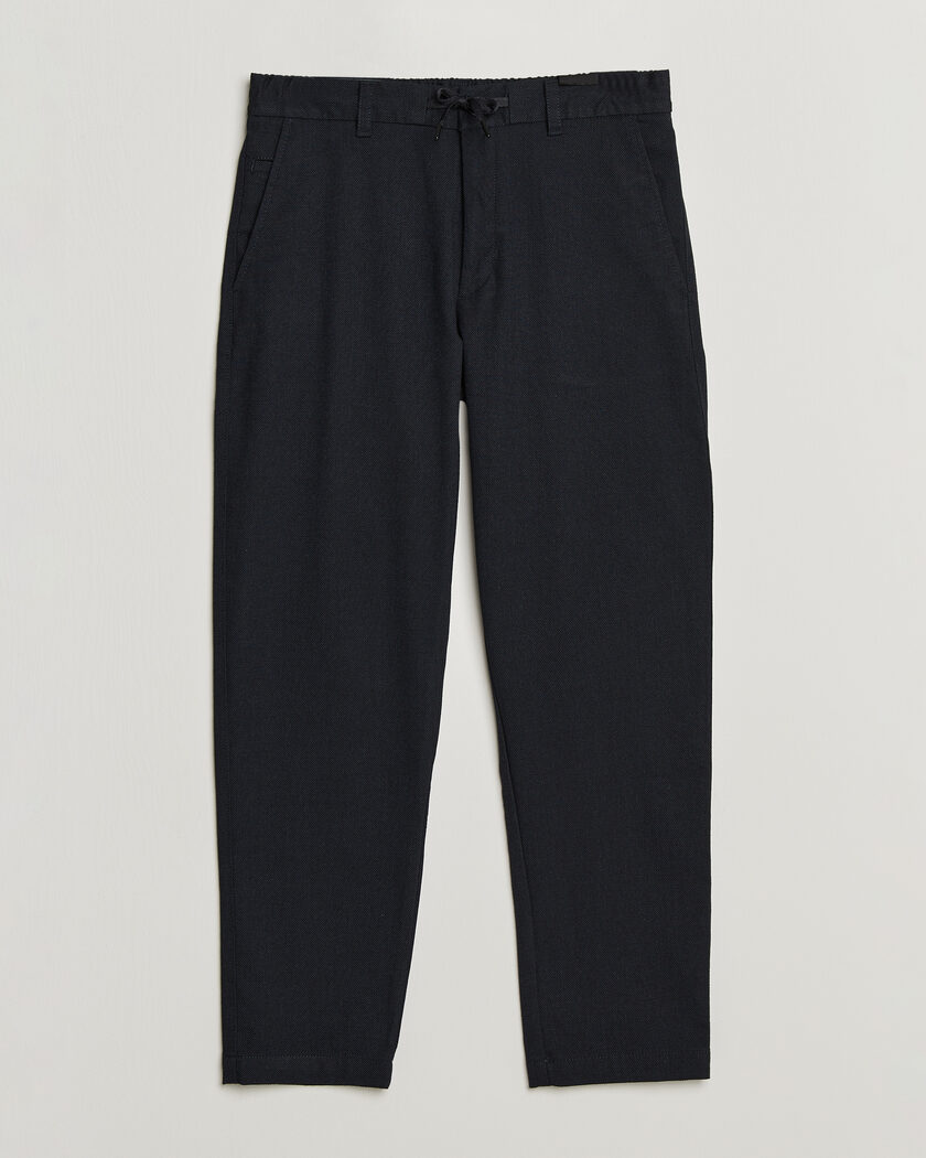 A.P.C. Joaquin Seersucker Drawstring Trousers Dark Navy at