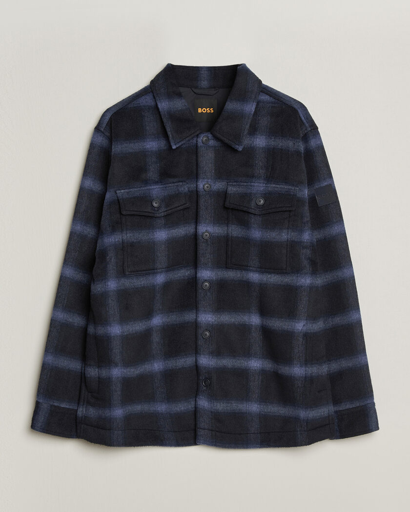 BOSS ORANGE Losky Flannel Checked Overshirt Dark Blue – Blue