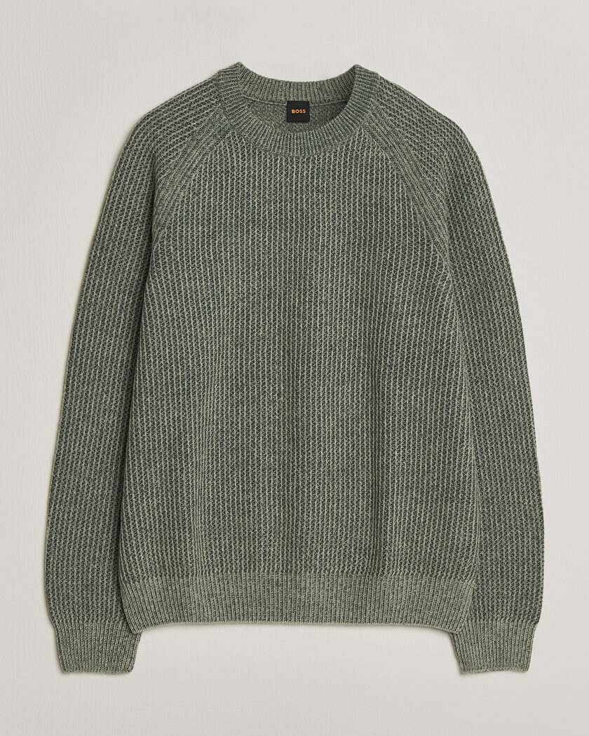 BOSS ORANGE Kepler Wool Knitted Sweater Open Green – Green