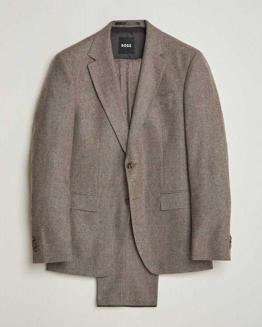BOSS BLACK Huge Wool Pepita Suit Dark Brown – Brown