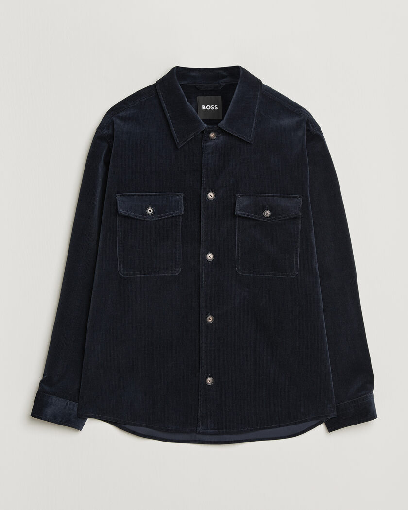 BOSS BLACK Carper Corduroy Overshirt Dark Blue – Blue