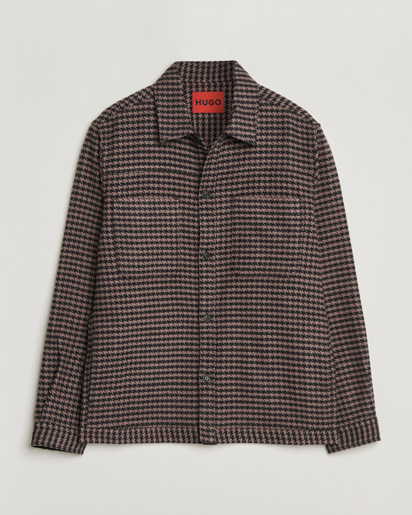 HUGO Eniri Houndstooth Overshirt Copper Brown – Brown